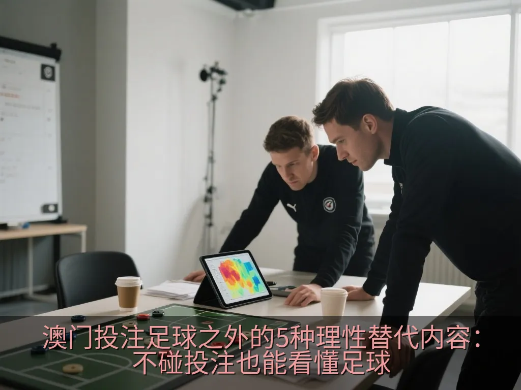 绿茵场边的球迷观看比赛与阅读战术信息的中性体育场景